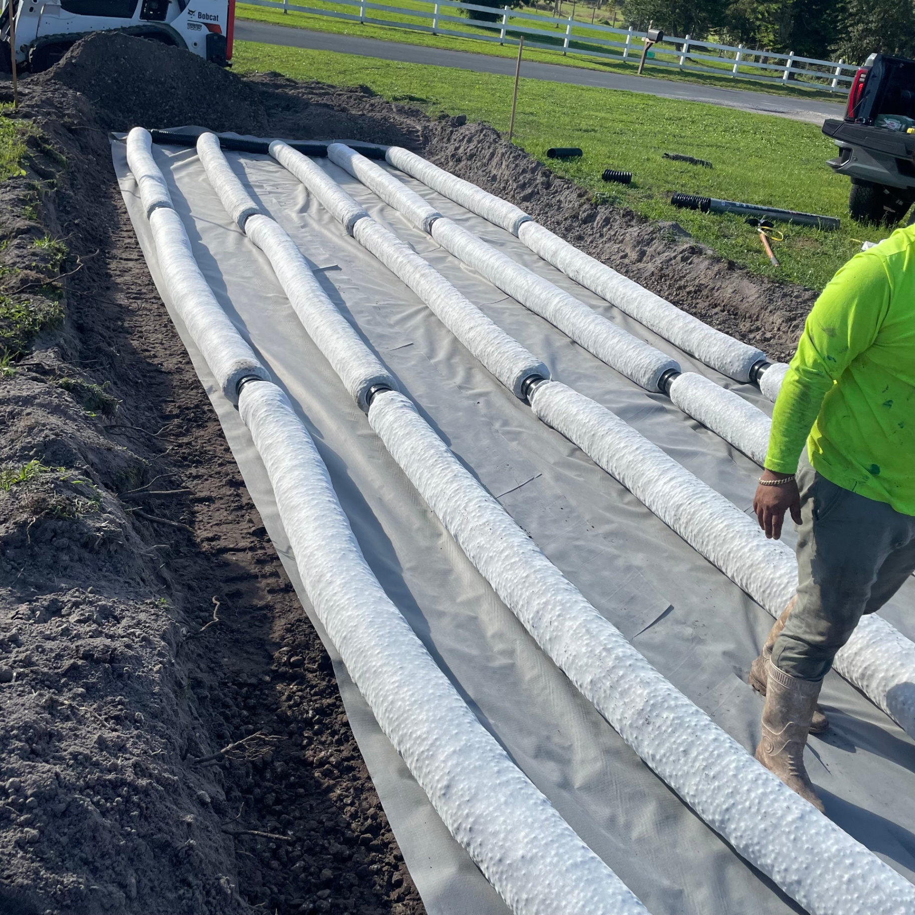 New septic drain field installation with EZflow chambers in Southwest Florida